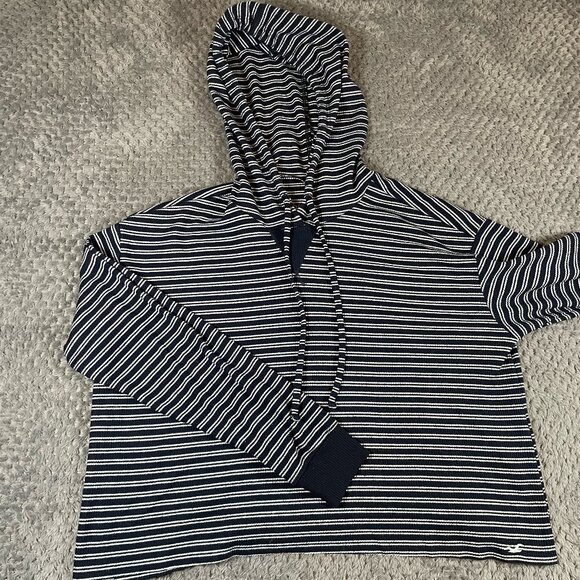 Hollister Sweaters - Hollister Women's Must Have Collection Striped Hoodie Cropped Size Small Preppy